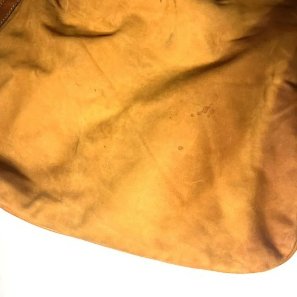 Patricia Nash Distressed Cognac Brown‎ Leather Tassel Bucket Tote Bag